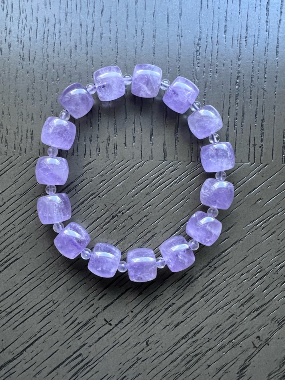 Lavender amethyst barrel bracelet 12mm SIZE 7’ - Picture 5 of 6